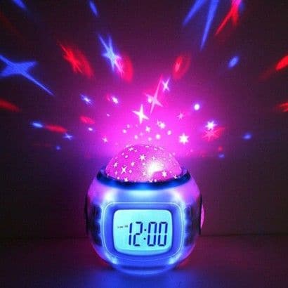 Star Projection Alarm Clock, Star Projector Alarm Clock,Star Projection Alarm Clock,colour changing light,colour changing sensory light,sensory lights,sensory lighting, Star Projection Alarm Clock,A starry night light and alarm clock in one, this multi function clock helps you to drop off to sleep and wakes you up in the morning too! Just the right size to fit onto your bedside table, this digital alarm clock displays the time, date and your room temperature and fills your room with colourful star projectio