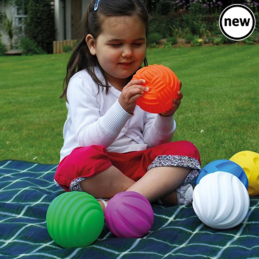 Tactile Ball Set, Tactile Ball Set of 6,tactile balls,tactile toys,sensory balls,sensory toys,sensory tactile balls,baby balls,childrens tactile sensory balls, Tactile Ball Set,The TickiT® Tactile Ball Set offers a wonderful sensory experience for young children, encouraging exploration, curiosity, and the development of fine motor skills. This set of six colourful, air-filled balls is crafted with unique textures and designed to captivate little hands and minds through the world of touch. Fr,Tactile BallTh