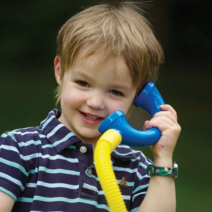 Talking Tubes Telephone Exchange, Talking Tubes Telephone Exchange, Talking tubes, TickIT Talking tubes, Taling tubes toy, Outdoor talking tubes, talk through pipes toy, Talking Tubes Telephone Exchange,The TickiT® Talking Tubes® Telephone Exchange offers an exciting and interactive way for children to explore communication. With flexible yellow tubing and plug-in handsets, this unique system allows kids to send messages to each other across multiple "networks" — whether indoors, outdoors, between rooms, or