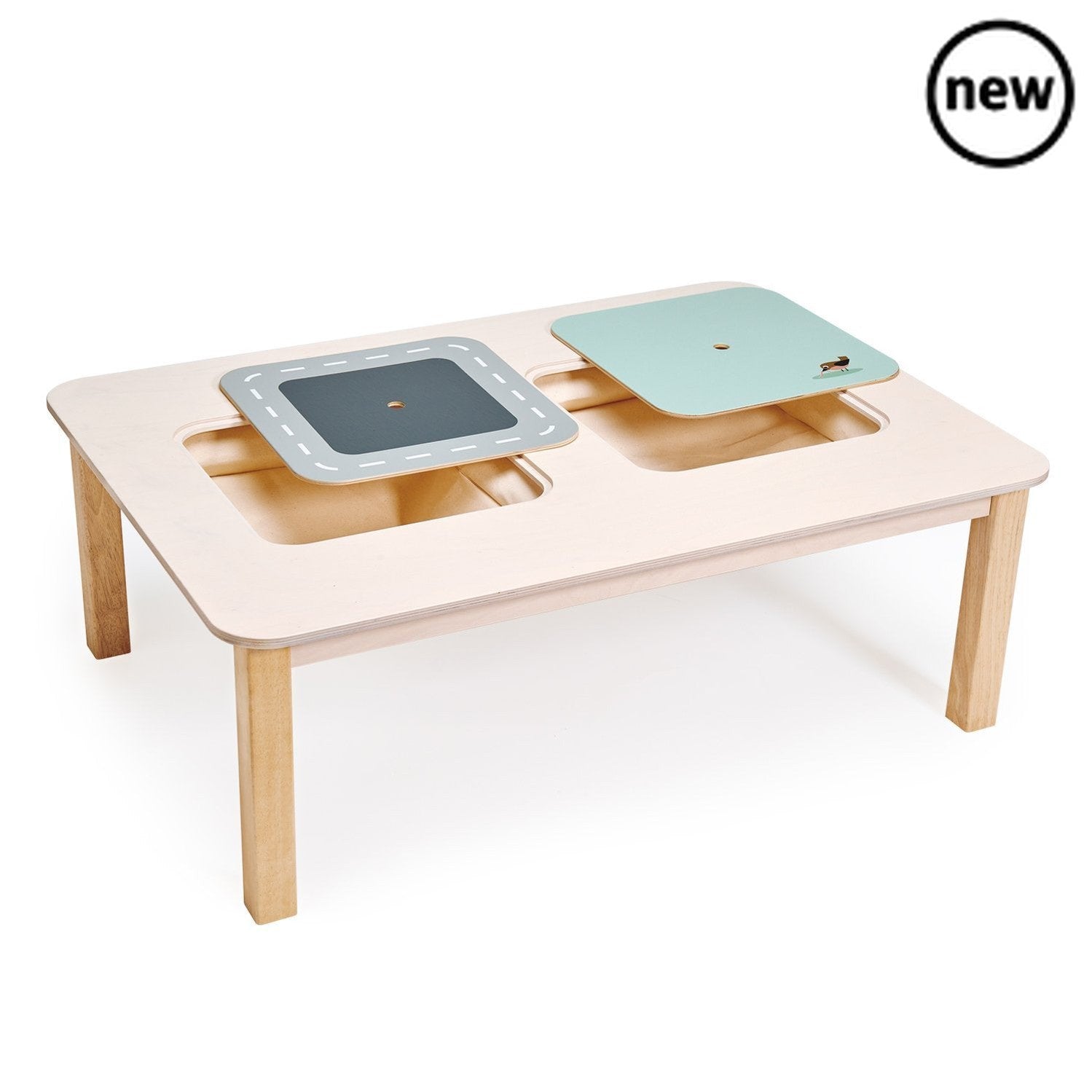 Tenderleaf Toys Wooden Large Play Table, Tenderleaf Toys Wooden Large Play Table,Wooden Toys,Tenderleaf, Tenderleaf Toys Wooden Large Play Table,Tender Leaf at their best, what an ingenious table for your little ones. The table is white and made from plywood with 2 clever storage areas, made from strong canvas fabric. Turn the lids over to have a road printed on one side and on the other a soft green with a sweet little bird illustration. Age range: 3 Years And,TenderleafTender Leaf at their best, what an i