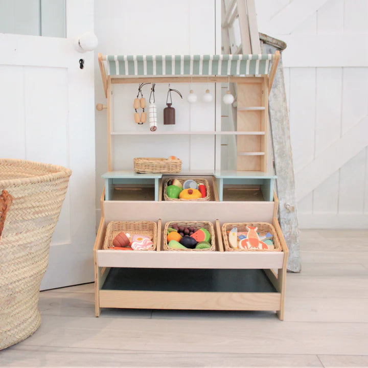 Tenderleaf Toys Wooden Market Stall with Shelves