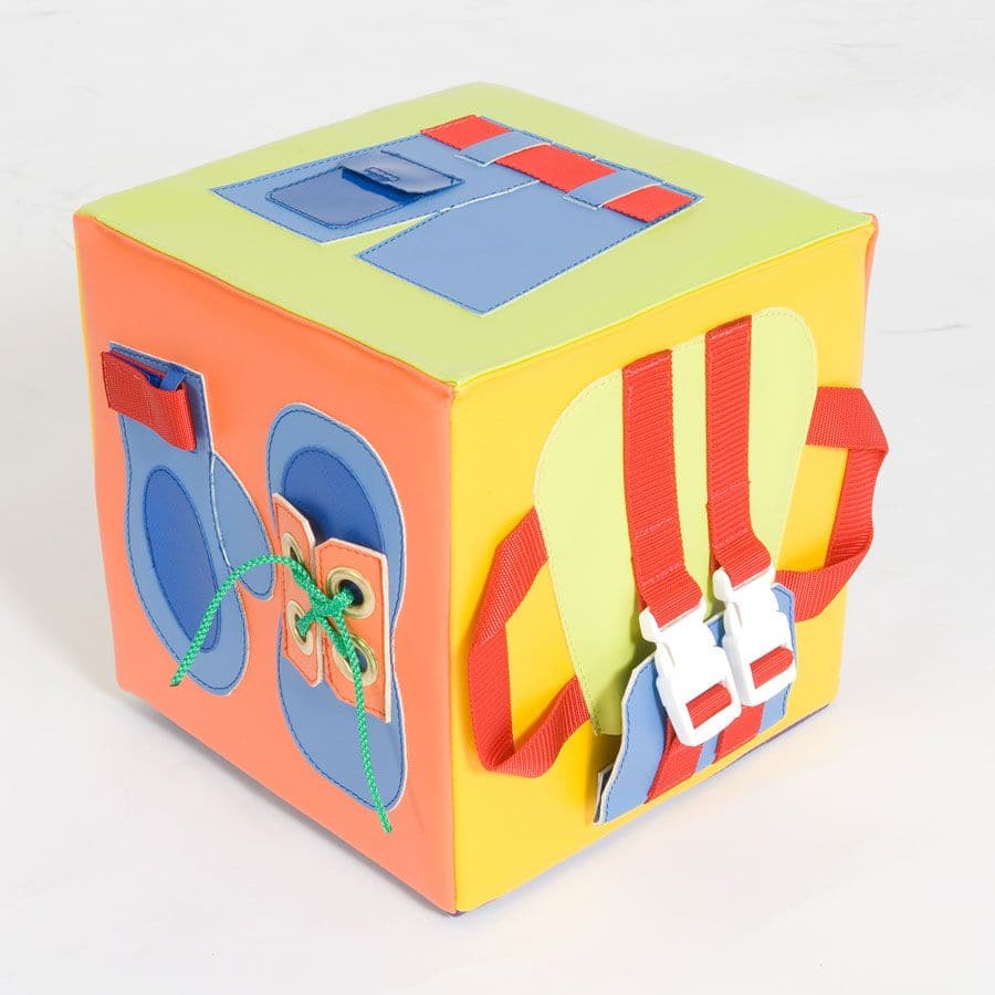 The Getting Ready Cube, The Getting Ready Cube,Special needs life skills ideas,special needs sensory toys, The Getting Ready Cube,The Getting Ready Cube has many benefits including aiding dexterity and practical early years learning. The Getting Ready Cube features six different and recognisable fastenings including press studs, buttons, belt, fastex buckles, zip, Velcro and laces on shoes. The Getting Ready Cube is manufactured from soft touch d,The Getting Ready CubeThe Getting Ready Cube has many benefit