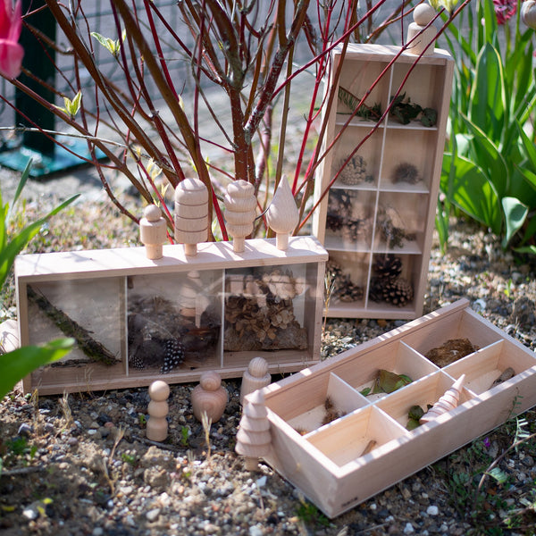 TickiT® Wooden Discovery Boxes, TickiT® Wooden Discovery Boxes,Natural play resources, Natural play ideas, wooden tinker tray,tinker tray play ideas, TickiT® Wooden Discovery Boxes,The TickiT Wooden Discovery Boxes provide an elegant and practical solution for organising and displaying small treasures. This beautiful set of beechwood boxes includes three trays with varying compartment layouts—one with 3, one with 6, and one with 8 sections. EachThe TickiT Wooden Discovery Boxes provide an elegant and practi