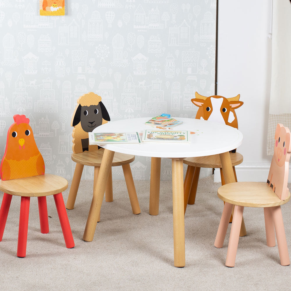 Tidlo Farm Furniture Pack, Tidlo Farm Furniture Pack,Children's table and chairs set, Wooden table for children.EYFS table and chairs, Tidlo Farm Furniture Pack,Transform the playroom, nursery or bedroom with our exclusive Tidlo Farm Furniture Pack. Features a farm-themed kids wooden table plus cow, pig, sheep, and chicken chairs. Perfect as a play table or dining table. Indoor use only. Made from high-quality, responsibly sourced materials, each piece in this kids furniture s,Tidlo Farm Furniture PackTrans