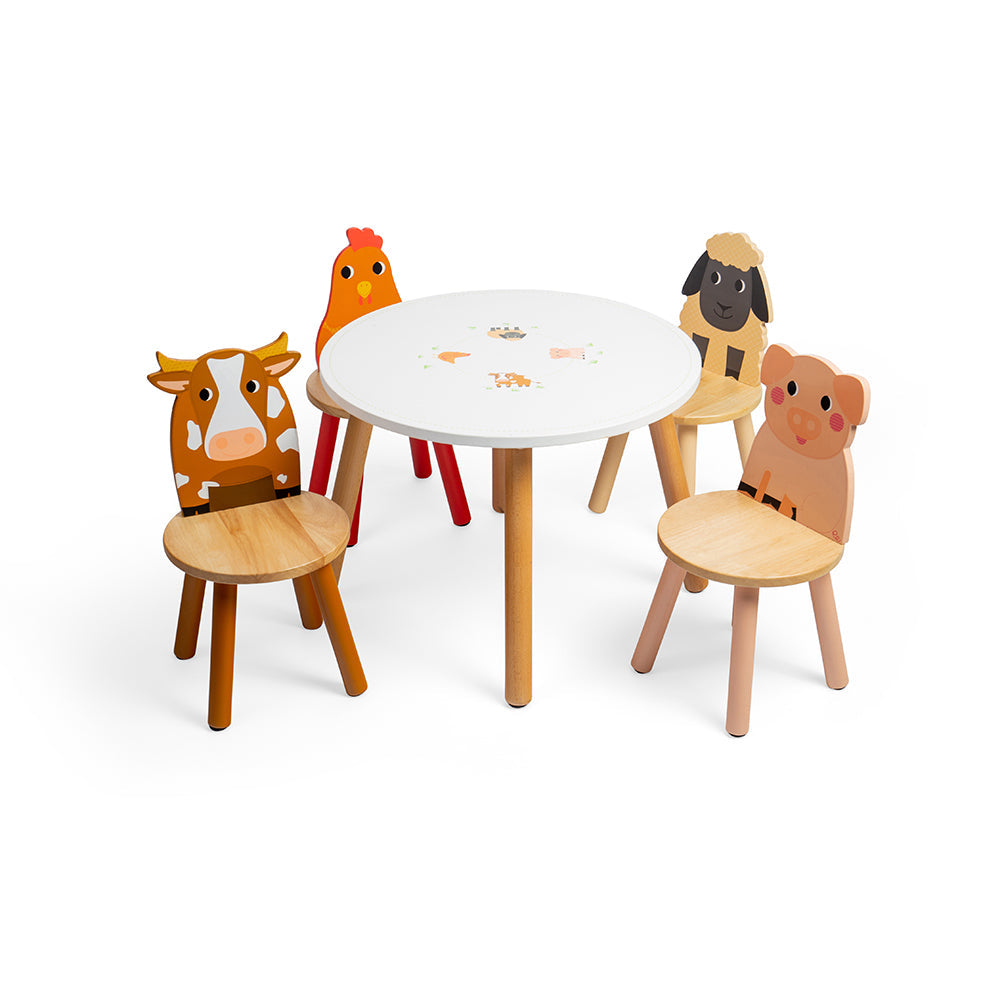 Tidlo Farm Furniture Pack, Tidlo Farm Furniture Pack,Children's table and chairs set, Wooden table for children.EYFS table and chairs, Tidlo Farm Furniture Pack,Transform the playroom, nursery or bedroom with our exclusive Tidlo Farm Furniture Pack. Features a farm-themed kids wooden table plus cow, pig, sheep, and chicken chairs. Perfect as a play table or dining table. Indoor use only. Made from high-quality, responsibly sourced materials, each piece in this kids furniture s,Tidlo Farm Furniture PackTrans