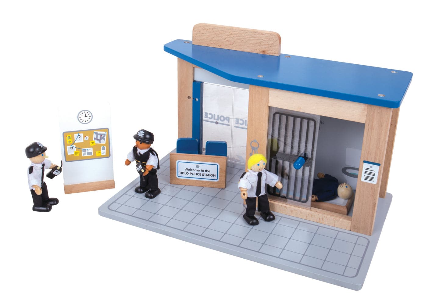 Tidlo Police Station Toy, Tidlo Police Station Toy.Wooden Role Play Toys, Bigjigs Toys,Wooden toys,Children's wooden toys, Tidlo Police Station Toy,The Tidlo Police Station Toy is a dynamic and interactive wooden playset designed to immerse children in the exciting world of law enforcement. With its open-plan design, built-in jail, and a range of detailed accessories, this toy provides endless opportunities for imaginative storytelling and role play. Whether child,Tidlo Police Station ToyThe Tidlo Police St