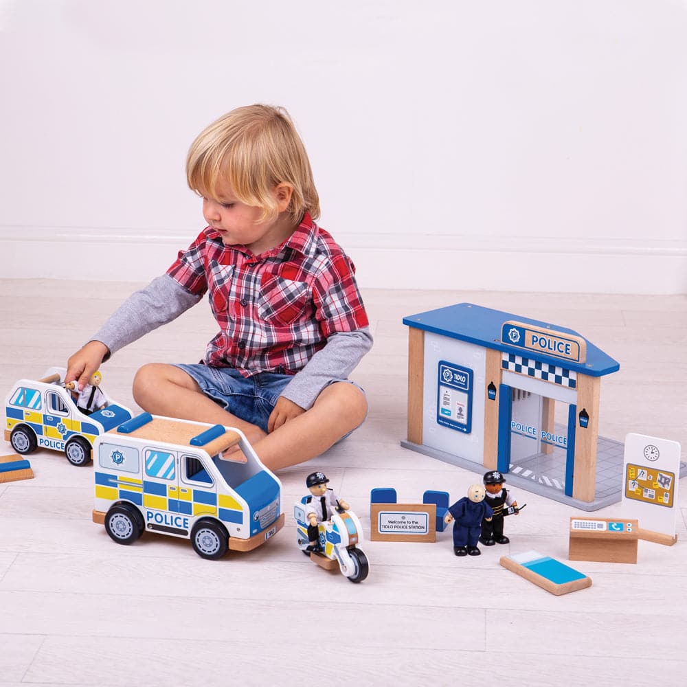 Tidlo Police Station Toy, Tidlo Police Station Toy.Wooden Role Play Toys, Bigjigs Toys,Wooden toys,Children's wooden toys, Tidlo Police Station Toy,The Tidlo Police Station Toy is a dynamic and interactive wooden playset designed to immerse children in the exciting world of law enforcement. With its open-plan design, built-in jail, and a range of detailed accessories, this toy provides endless opportunities for imaginative storytelling and role play. Whether child,Tidlo Police Station ToyThe Tidlo Police St