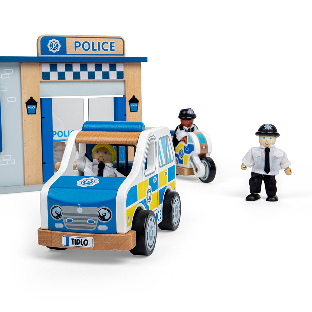 Tidlo Police Toy Bundle, Tidlo Police Toy Bundle, Tidlo toys, Wooden police cars,Toy Police cars,Toy police station,Wooden Police Station, Tidlo Police Toy Bundle,“You’re under arrest!” Get those baddies behind bars with our exclusive Tidlo Police Toy Bundle. Aspiring young police officers can indulge in hours of pretend play with the included Police Station, Police Car, Police Van, and Police Officers & Prisoner figures. Made from high-quality, responsibly sourced materials, ea,Tidlo Police Toy Bundle“You’