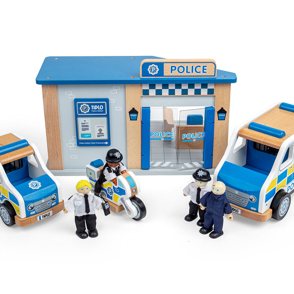 Tidlo Police Toy Bundle, Tidlo Police Toy Bundle, Tidlo toys, Wooden police cars,Toy Police cars,Toy police station,Wooden Police Station, Tidlo Police Toy Bundle,“You’re under arrest!” Get those baddies behind bars with our exclusive Tidlo Police Toy Bundle. Aspiring young police officers can indulge in hours of pretend play with the included Police Station, Police Car, Police Van, and Police Officers & Prisoner figures. Made from high-quality, responsibly sourced materials, ea,Tidlo Police Toy Bundle“You’