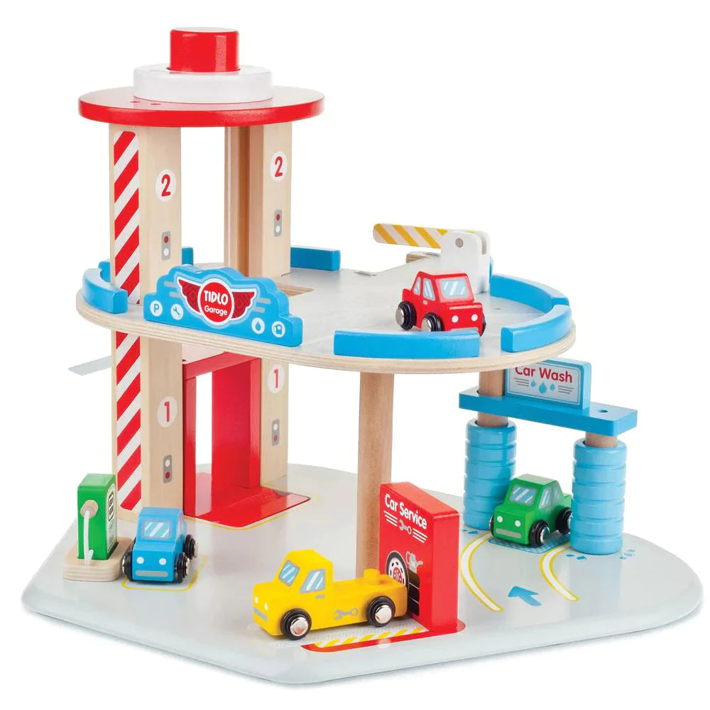 Tidlo Toy Garage, Garage,Bigjigs Garage,Bigjigs Wooden Garage,Wooden garage,Wooden Garage Toy,Tidlo Toy Garage | Car Toys | Bigjigs Toys, Tidlo Toy Garage,Car mad youngsters will love this mighty hub of activity! The Tidlo Toy Garage features three toy cars and a tow truck, a handy car wash, petrol pump, service bay, and a wind-up car lift, which makes a 'click' noise, to take cars to the upper-level car parking. Open the parking barrier and whizz down the ramp back to t,Tidlo ToyCar mad youngsters will lov