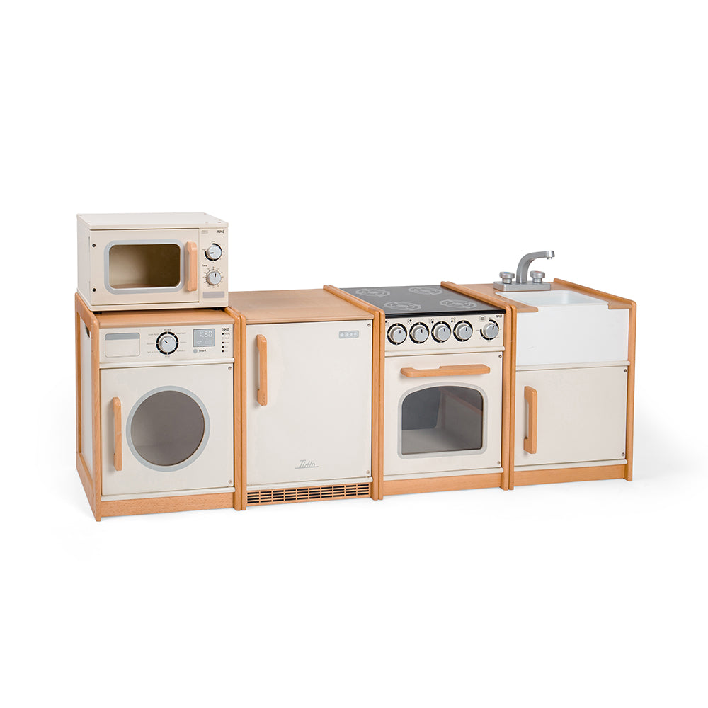 Tidlo White Play Kitchen Bundle, Tidlo White Play Kitchen Bundle, Wooden play kitchen, Children's kitchen toys.Kitchen toys,Wooden kitchen children, Tidlo White Play Kitchen Bundle,Domestic little ones can be just like the grown-ups in their homes with our exclusive Tidlo White Play Kitchen Bundle. Enjoy hours of pretend play with the included Sink, Cooker, Washing Machine, Fridge and Microwave. Made from high-quality, responsibly sourced materials, each pretend play toy in this play kitchen set ,Tidlo Whit