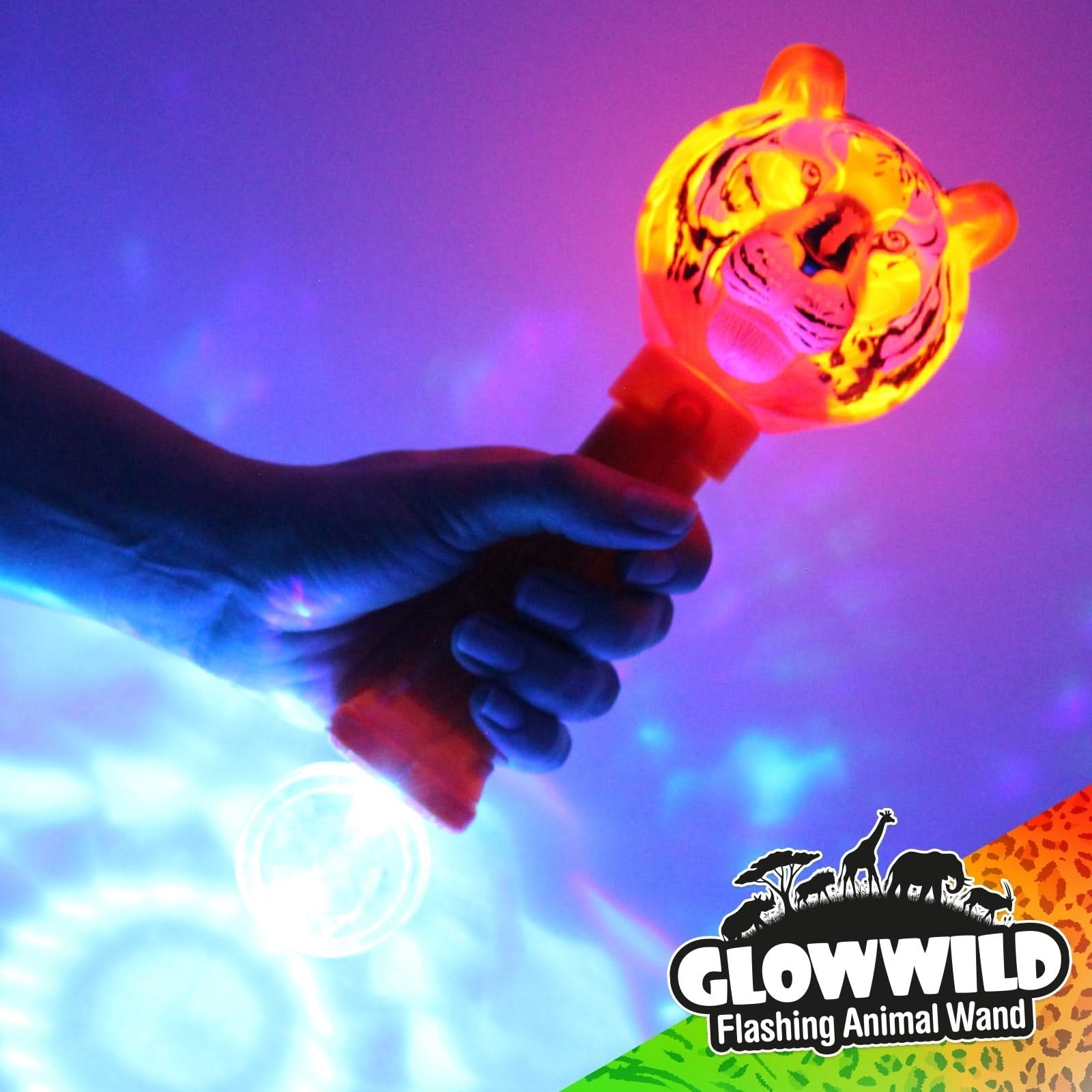 Tiger Mega Light Up Animal Wand 11", Tiger Mega Light Up Animal Wand 11"-Sensory Toys.Tiger Mega Light Up Animal Wand, Tiger Mega Light Up Animal Wand 11",Tiger, tiger burning bright! This funky tiger wand shines very brightly with multi coloured, multi function LEDs! A large wand measuring 11" long, this colourful baton is topped with a proud tiger head that illuminates and shines through a loop of incredible colour change effects! With a simple on/of function,Tiger, tiger burning bright! This funky tiger 