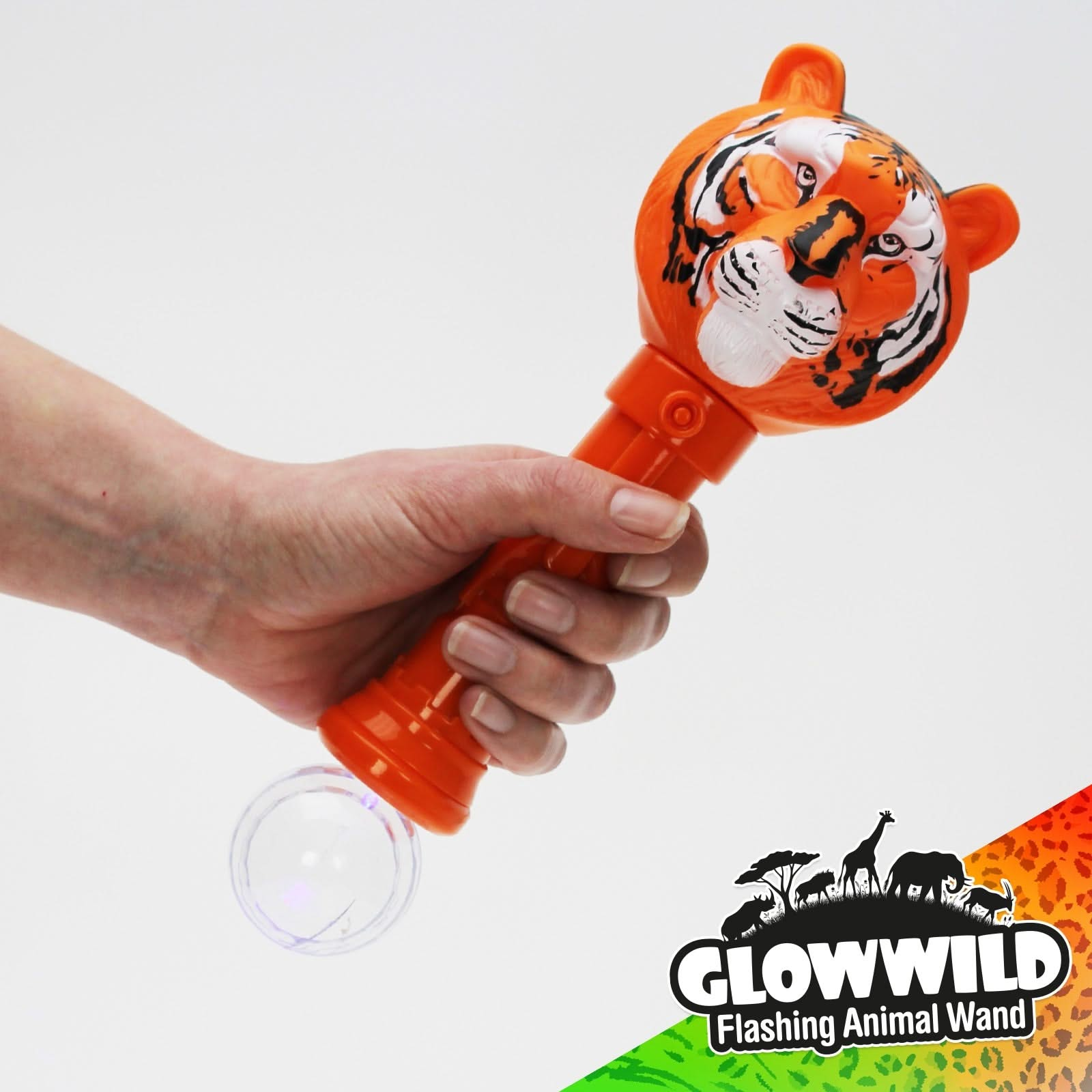 Tiger Mega Light Up Animal Wand 11", Tiger Mega Light Up Animal Wand 11"-Sensory Toys.Tiger Mega Light Up Animal Wand, Tiger Mega Light Up Animal Wand 11",Tiger, tiger burning bright! This funky tiger wand shines very brightly with multi coloured, multi function LEDs! A large wand measuring 11" long, this colourful baton is topped with a proud tiger head that illuminates and shines through a loop of incredible colour change effects! With a simple on/of function,Tiger, tiger burning bright! This funky tiger 