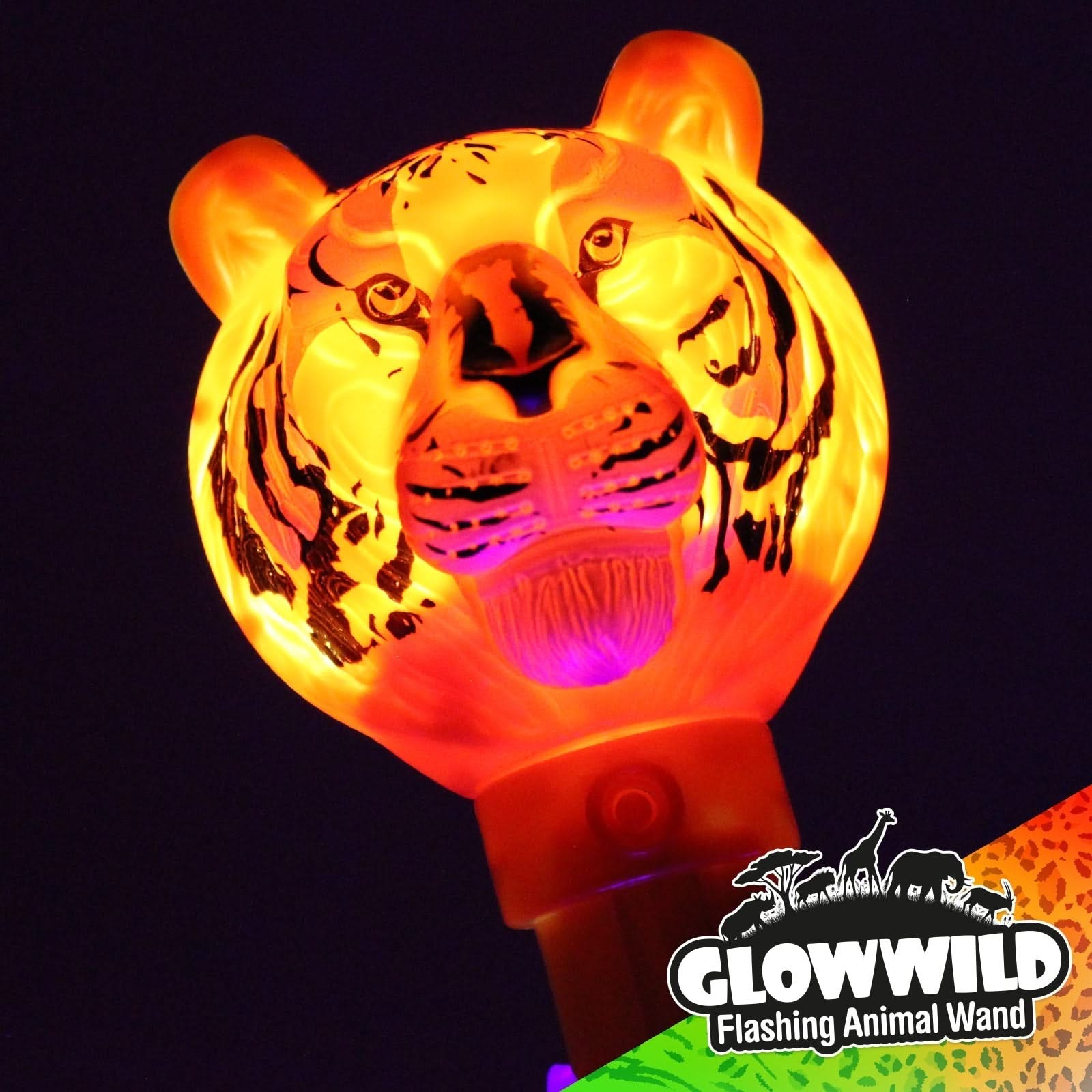 Tiger Mega Light Up Animal Wand 11", Tiger Mega Light Up Animal Wand 11"-Sensory Toys.Tiger Mega Light Up Animal Wand, Tiger Mega Light Up Animal Wand 11",Tiger, tiger burning bright! This funky tiger wand shines very brightly with multi coloured, multi function LEDs! A large wand measuring 11" long, this colourful baton is topped with a proud tiger head that illuminates and shines through a loop of incredible colour change effects! With a simple on/of function,Tiger, tiger burning bright! This funky tiger 