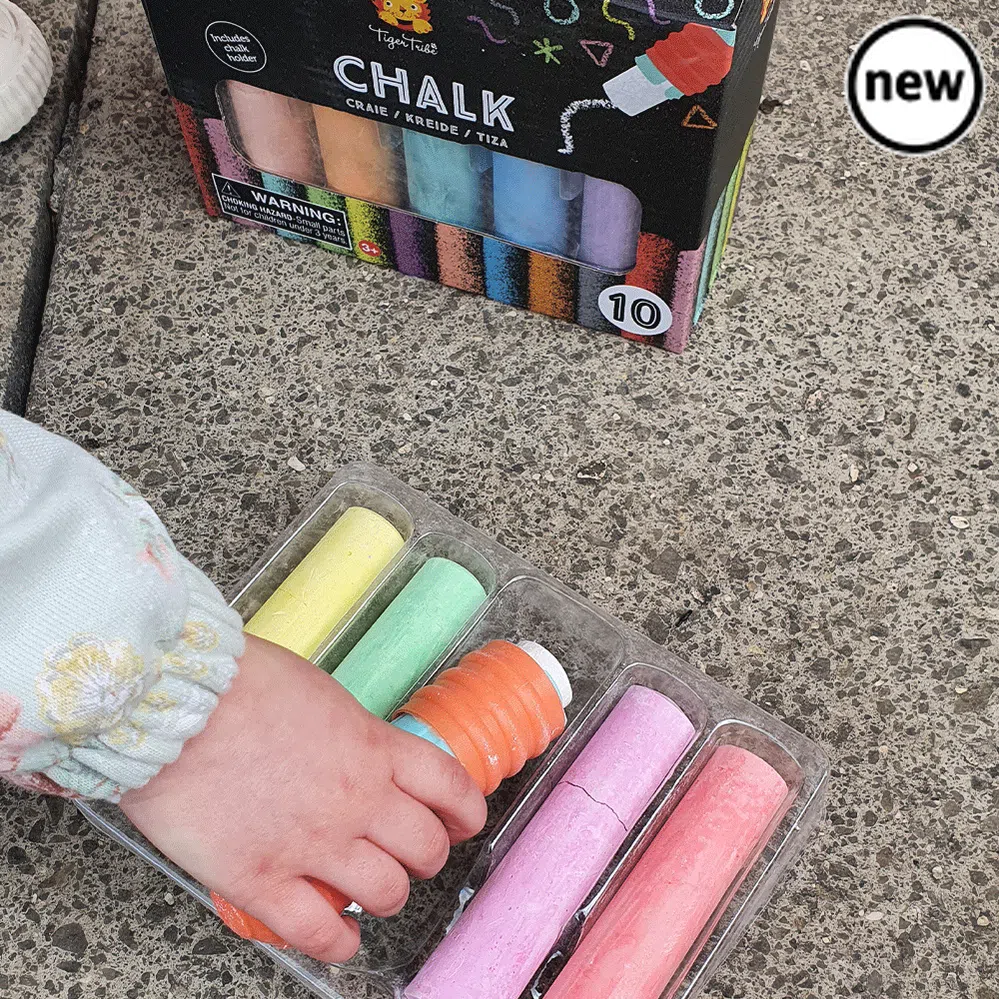 Tiger Tribe Jumbo Chalk, Tiger Tribe Jumbo Chalk,Jumbo Chalks,Chalks,Chalk,Jumbo chalk 10 pack, Tiger Tribe Jumbo Chalk,Specially designed for little hands, Tiger Tribe’s 10 pack of jumbo chalk is ideal for creating pavement artwork, a classic game of hopscotch, or outdoor murals. Each kids chalk pack comes with a handy chalk holder to keep hands clean and tidy when drawing. Helps to encourage creative playtime whilst developing fine mo,Tiger Tribe Jumbo ChalkSpecially designed for little hands, Tiger Tribe