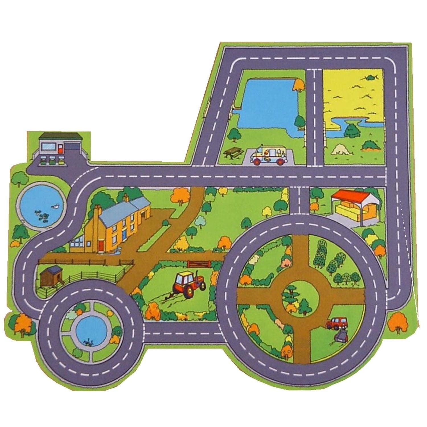 Tractor Farm Playmat, Tractor Farm Playmat,farm themed childrens play mat,farm themed childrens toys, Tractor Farm Playmat,The Tractor Farm Play mat is designed for very young children. this mat is car shaped. Both roads and railways are illustrated using clear colourful design. The Tractor Farm Play Mat Play is printed on 100% polyester surface with a rubber anti-slip backing. Dimensions: 1000 x 860mm Large brightly coloured play mat will,Tractor Farm PlaymatThe Tractor Farm Play mat is designed for very y