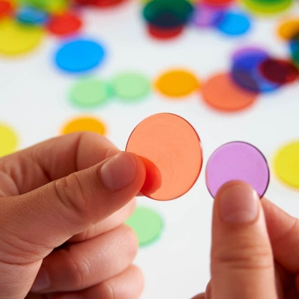 Translucent Colour Counters Set of 1000, Translucent Colour Counters Set of 1000.Translucent Colour Counters,round counters,childrens counting resources,light box resources, Translucent Colour Counters Set of 1000,Discover the endless possibilities of learning with our Translucent Colour Counters Set. Perfect for educators, parents, and kids, this expansive set offers a vibrant array of 1000 round transparent counters, each with a diameter of 25mm. Whether you're illuminating them on a light box or using th