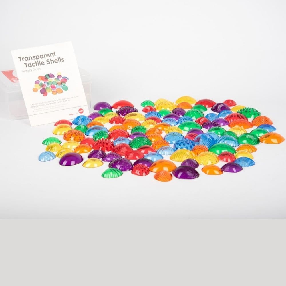 Transparent Tactile Shells - Pk108, Transparent Tactile Shells - Pk108,tactile shells toy,Edex sensory toys,Edex educational toys,Children's sensory toys,Childrens educational toys, Transparent Tactile Shells - Pk108,Transparent Tactile Shells – A Colourful and Sensory Learning Experience Introduce children to a world of tactile and visual discovery with the Transparent Tactile Shells, a set of 108 beautifully designed translucent shells in two sizes, six vibrant colours, and six unique textures. Perfect fo