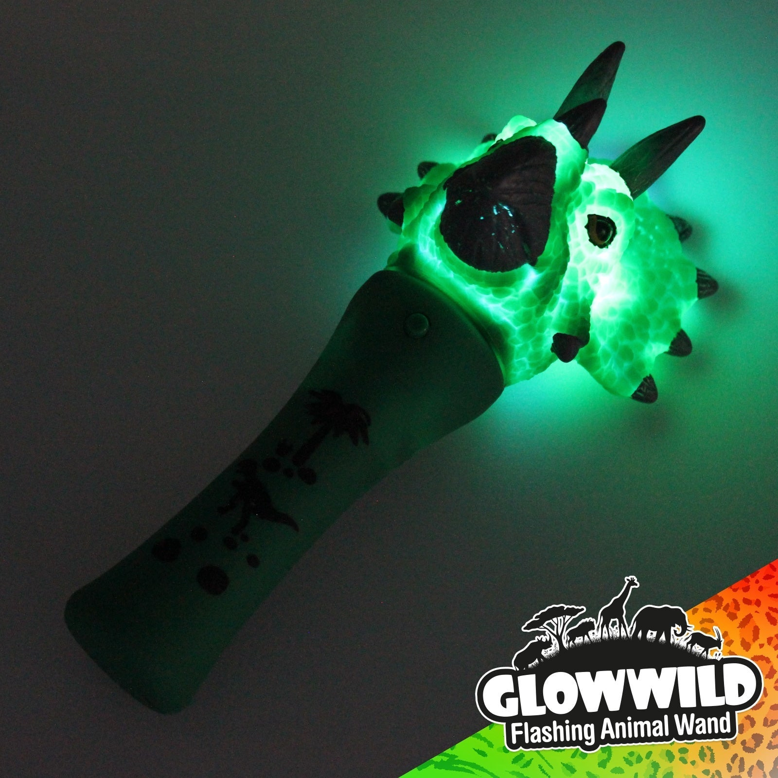 Triceratops Mini Light Up Animal Wand 7", Triceratops Mini Light Up Animal Wand 7"-Sensory Toys,Triceratops Mini Light Up Animal Wand, Triceratops Mini Light Up Animal Wand 7",Triceratops Mini Light Up Animal Wand 7" Description Bring Jurassic World to party time with this flashing dino wand topped with a triceratops head! Packed with colour change LEDs, this triceratops wand shines through a multi coloured light show with incredible flashing effects that will mesmerise! At 7" long, this Tri,TriceratopsTric