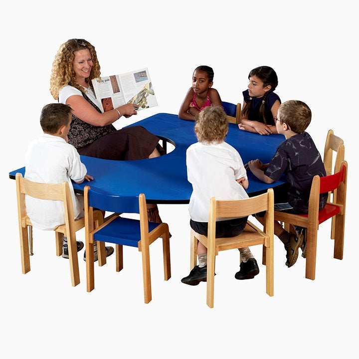 Tuf-Top™ Height Adjustable Horseshoe Table (Blue), Tuf-Top™ Height Adjustable Horseshoe Table (Blue),,Height Adjustable Horseshoe Table, Tuf-Top™ Height Adjustable Horseshoe Table (Blue),Premium height adjustable tables, each with an attractive theme shaped top helping to facilitate creative interaction. Sturdy laminate 25mm depth table top designed for heavy school use. Easy wipe clean table top is available in 5 colour options: blue, red, yellow, maple and grey Durable PVC mouldedPremium height adjustable