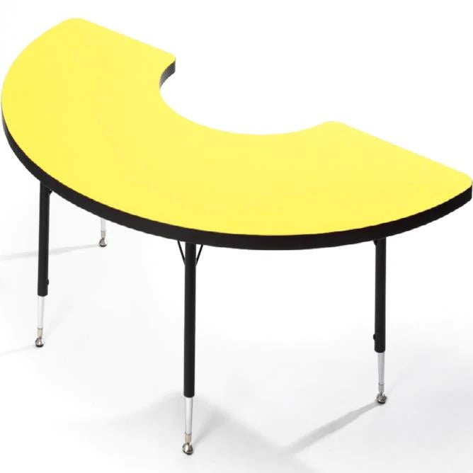 Tuf-Top™ Height Adjustable Horseshoe Table (Yellow), Tuf-Top™ Height Adjustable Horseshoe Table (Yellow),,Height Adjustable Horseshoe Table, Tuf-Top™ Height Adjustable Horseshoe Table (Yellow),Premium height adjustable tables, each with an attractive theme shaped top helping to facilitate creative interaction. Sturdy laminate 25mm depth table top designed for heavy school use. Easy wipe clean table top is available in 5 colour options: blue, red, yellow, maple and grey Durable PVCPremium height adjustable t