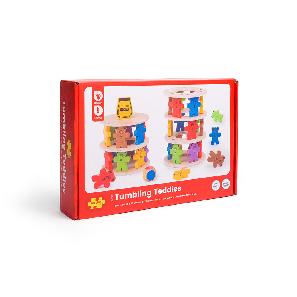 Tumbling Teddies, Tumbling Teddies,Wooden Tumbling Teddies,Wooden Toys,Bigjjigs toys,Tumbling Teddies, Tumbling Teddies,Who will be the first to knock the honey pot down? Kids can take it in turns to build their teddies up on each wooden ring with our fun Tumbling Teddies set. This playful wooden teddy bear game is great for interactive group play and encouraging children to use their strategyWho will be the first to knock the honey pot down? Kids can take it in turns to build their teddies up on each woode