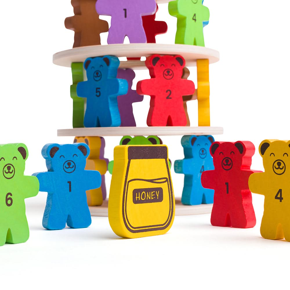 Tumbling Teddies, Tumbling Teddies,Wooden Tumbling Teddies,Wooden Toys,Bigjjigs toys,Tumbling Teddies, Tumbling Teddies,Who will be the first to knock the honey pot down? Kids can take it in turns to build their teddies up on each wooden ring with our fun Tumbling Teddies set. This playful wooden teddy bear game is great for interactive group play and encouraging children to use their strategy skills. Children have to simply roll the di,TumblingWho will be the first to knock the honey pot down? Kids can tak