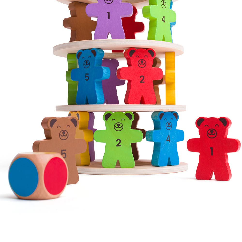 Tumbling Teddies, Tumbling Teddies,Wooden Tumbling Teddies,Wooden Toys,Bigjjigs toys,Tumbling Teddies, Tumbling Teddies,Who will be the first to knock the honey pot down? Kids can take it in turns to build their teddies up on each wooden ring with our fun Tumbling Teddies set. This playful wooden teddy bear game is great for interactive group play and encouraging children to use their strategy skills. Children have to simply roll the di,TumblingWho will be the first to knock the honey pot down? Kids can tak