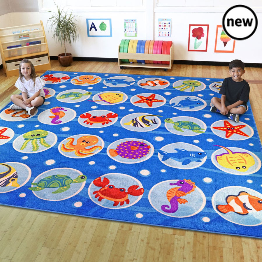 Under the Sea Rectangular Placement Carpet, Under the Sea Rectangular Placement Carpet,school equipment supplier,School carpets,school rugs,classroom rugs, Under the Sea Rectangular Placement Carpet,This brightly coloured Under the Sea Rectangular Placement Carpet has various different placement areas which can each be identified by an undersea creature. This means children will be able to choose a creature to sit on during reading time and group lessons. The Under the Sea Rectangular Placement Carpet featu