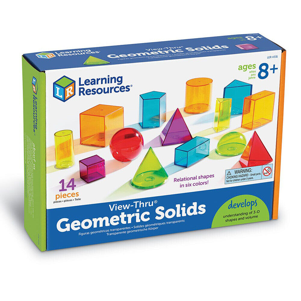 View-Thru Geometric Solids (Set of 14), View-Thru Geometric Solids (Set of 14),Learning Resources View-Thru Geometric Solids,Sensory Blocks, View-Thru Geometric Solids (Set of 14),These modern and colourful transparent View-Thru Geometric Solids 3-D shapes provide a hands-on way for young learners to explore a variety of mathematical concepts. The View-Thru Geometric Solids are specifically designed to introduce geometry, these durable plastic shapes also provide children with theThese modern and colourful 