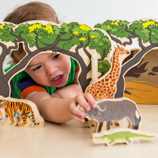 Wooden Animals In The Wild, Wooden Animals In The Wild,Wooden animal toys,Pretend play animals,wooden toys,Children's wooden toys, Wooden Animals In The Wild,The Wooden Animal Set is a top-quality product designed for children to foster their creativity and imagination. The set includes a range of beautifully illustrated wild animals, two wooden arched trees, a mountain range, and a wooden tree. The set is perfect for creating an exciting playscape for your little ones toThe Wooden Animal Set is a top-quali