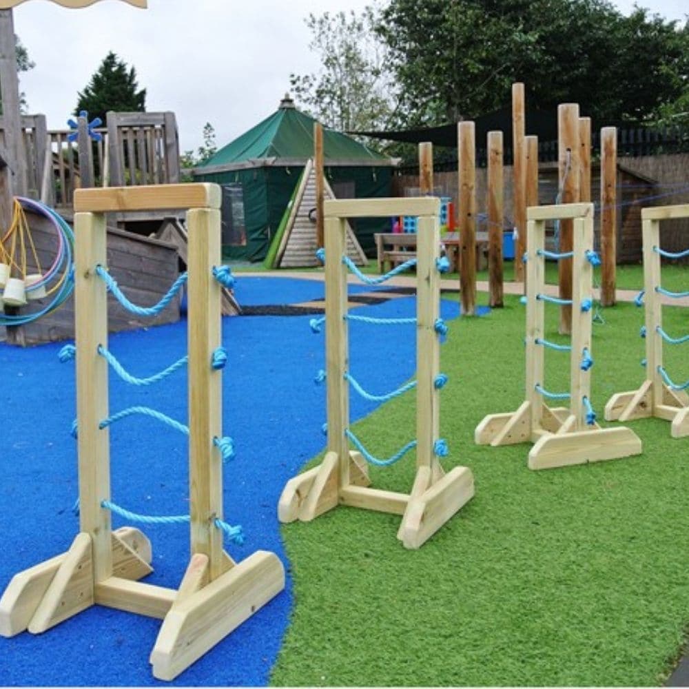 Wooden Channelling Stands, Wooden Channelling Stands,Easy Grip Guttering Stand Pack Of 4.Water channeling resources,Changing Channels Stand,Early years water channeling toys resource, Wooden Channelling Stands,Our Wooden Channelling Stands – each with 4 heights of rope for balancing different types of channels – are suitable for indoor and outdoor curriculum and allow for endless learning possibilities.Add your own half bamboo canes, plastic guttering, cardboard tubes or other long objects to create channel