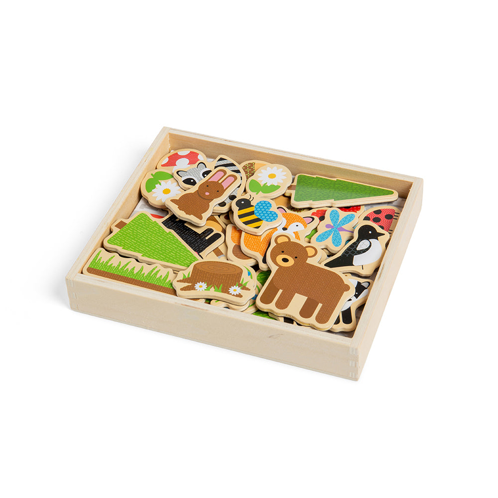 Woodland Magnets, Woodland Magnets,Bigjigs Woodland Magnets,Wooden toys,sensory toys,bigjigs toys, Woodland Magnets,These colourful Woodland Magnets are crafted from wood and have magnetic backs, to bring the wonders of the woods to the play area. Great for encouraging creative storytelling, this 35 piece set includes woodland animals, trees, flowers and more! Ideal for use with the Bigjigs Toys Magnetic Board (BJ380) or on the frid,WoodlandThese colourful Woodland Magnets are crafted from wood and have mag