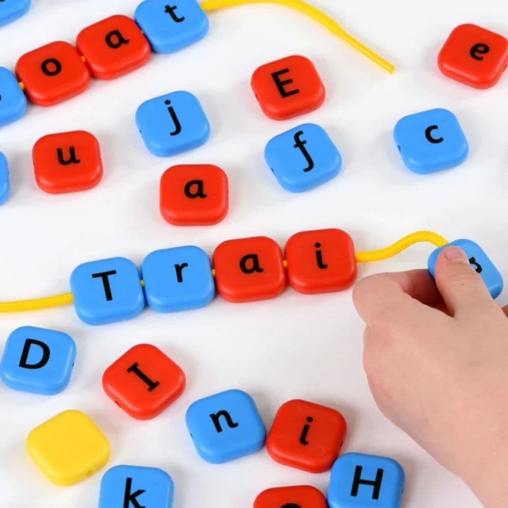 Alphabet Threading Beads, Alphabet Threading Beads,Phonics resources,classroom resources.Alphabet Posting Letters Game,independent learning and assessment of Phase 2 phonics,Phonics resources,classroom resources, Alphabet Threading Beads,Bright and colourful chunky beads of lower and uppercase letters, Alphabet Threading Beads are perfect for reinforcing letter recognition, alphabet sequencing and spellings. Threading letter beads with vowels in red, consonants in blue and Infant Sassoon font. Beads measure