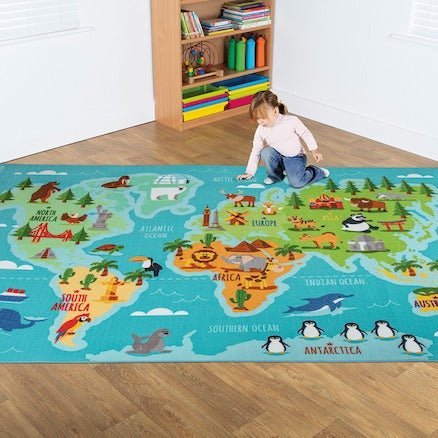 Animals and Places of the World Carpet, Animals and Places of the World Carpet, Classroom carpets, Classroom Rugs, Classroom learning rugs, Classroom learning carpets, EYFS carpets, EYFS Rugs, Animals and Places of the World Carpet,The Animals and Places of the World Carpet is a light and durable mat which includes continents, countries, climates, animals and multicultural studies. The Animals and Places of the World Carpet is a fun and engaging design to help children understand theThe Animals and Places o