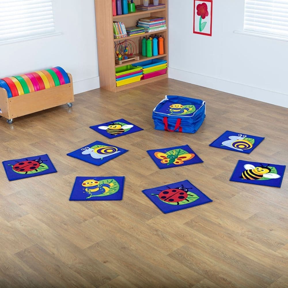 Back to Nature Mini Bug Placement Carpets Pack of 14, Back to Nature Mini Bug Placement Carpets Pack of 14,Back to Nature Bug Mini Placement Rugs,Children's carpets,children's story time carpets and cushions,classroom carpets,primary school carpets and rugs, Back to Nature Mini Bug Placement Carpets Pack of 14,Our fantastic set of 14 Back to Nature Mini Bug Placement Carpets are made using a heavy duty pile and have a unique Rhombus anti skid 'Dura-Latex' safety backing which makes them perfect for group pl