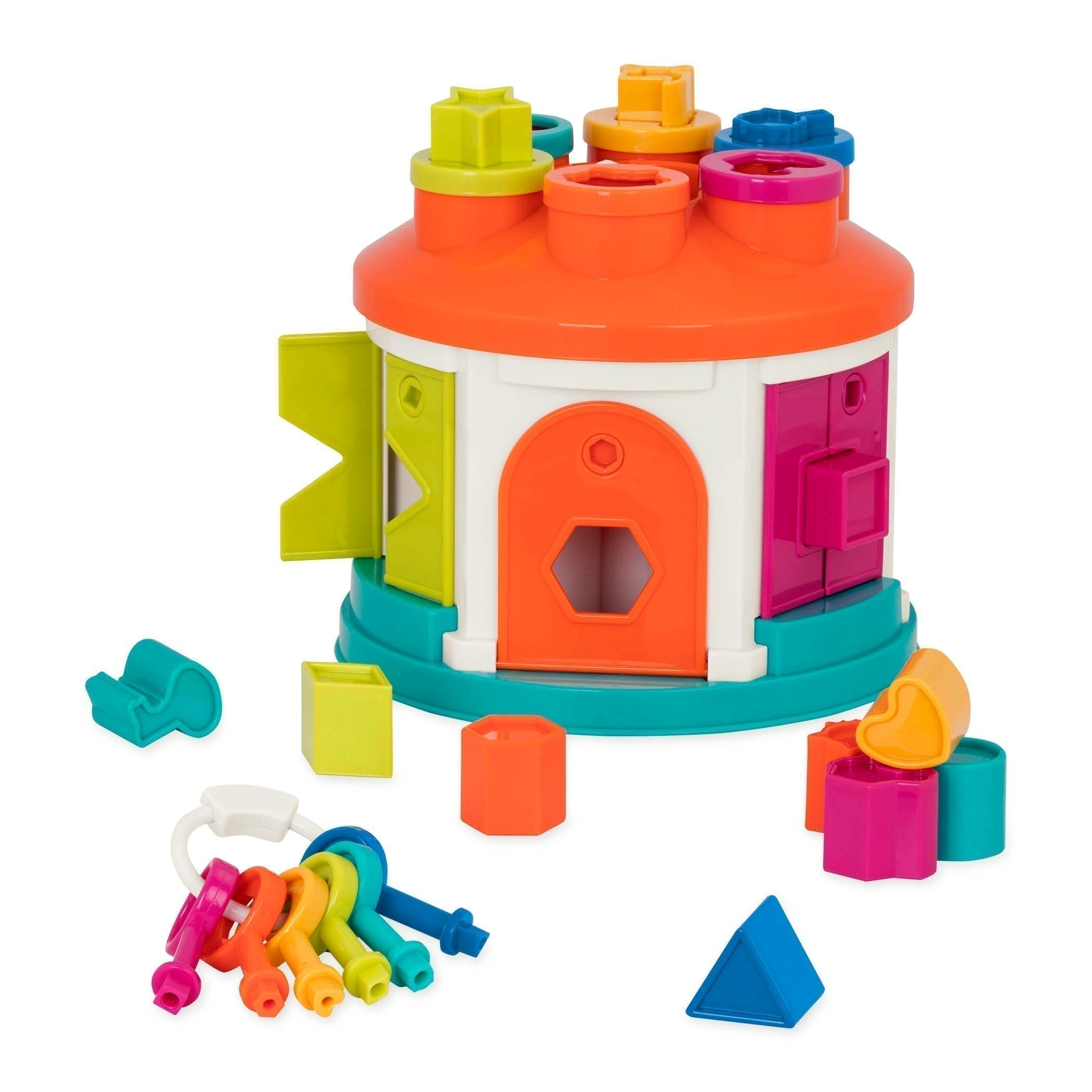 Battat Shape Sorter House, Battat Shape Sorter House,Battat toys,Battat toys uk,Battat baby toys,Battat toddler toys,Battat Shape and Sounds Sorter Toddler Activity Toy,shape sorter toy,childrens shape sorting toy, Battat Shape Sorter House,The Shape Sorter House from Battat is a take-along shape sorting playset that comes with 12 different shapes, a set of 6 keys and many shape and colour sorting features. Shapes are easy to grab and fit and slide perfectly through a hole of the same shape somewhere around