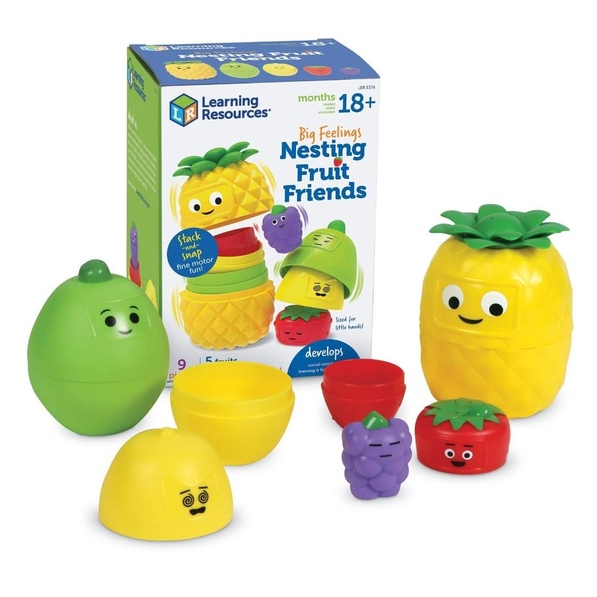 Big Feelings Nesting Fruit Friends, Big Feelings Nesting Fruit Friends, Children's feelings and emotions resources,Special needs emotions resources,Autism emotion resources,Children's emotions classroom resources,Early years emotions classroom ideas, Big Feelings Nesting Fruit Friends,Lift the top off the Big Feelings Nesting Fruit Friends toddler toy and find the surprise fruit friend nested inside. Keep going until you discover them all! Each of these 5 colourful nesting fruits (pineapple, pear, lemon, st