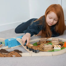 Bigjigs Construction Train Set, Construction Train Set,Bigjigs Construction Train Set,Wooden train set, Bigjigs Construction Train Set,Little builders are going to love playing with our Construction Wooden Train Set! This 50 piece wooden railway comes packed with two playmats, a burst water pipe track, a container tunnel, construction workers, signs and a train with buildable houses! YoungLittle builders are going to love playing with our Construction Wooden Train Set! This 50 piece wooden railway comes pac