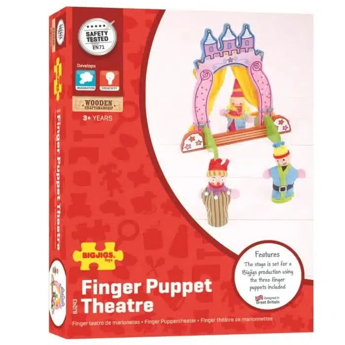 Bigjigs Finger Puppet Theatre, Bigjigs Finger Puppet Theatre,Finger Puppet stage,finger puppets,bigjigs finger puppets, Bigjigs Finger Puppet Theatre,Wooden Puppet Theatre with Finger Puppets Set the stage for creativity and fun with this wooden puppet theatre from BigJigs! Perfectly designed for budding performers, this compact theatre features a sturdy wooden frame and charming curtains that can be easily slid aside for the show to begin. Whether it's reenactingWooden Puppet Theatre with Finger Puppets Se