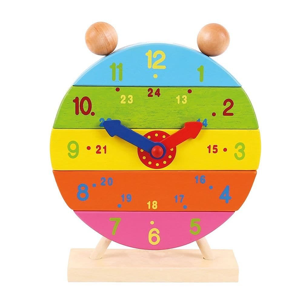 Bigjigs Stacking Clock, Bigjigs Stacking Clock,Bigjigs wooden toys,Bigjigs wooden toys discount code,Bigjigs coupon,Educational Toy ,special needs learn to tell the time,child game tell the time, Bigjigs Stacking Clock,Introduce your little one to the concept of time in the most delightful way with the Bigjigs Stacking Clock. Beautifully crafted in bright and stripy colours, this wooden clock is more than just a time-telling device; it's an interactive learning tool designed to stimulateIntroduce your littl