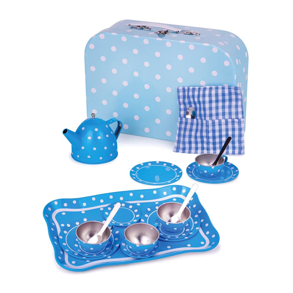 Blue Polka Dot Tin Tea Set, Blue Polka Dot Tin Tea Set, Bigjigs Blue Polka Dot Kids Tea Set, Role play tea set,tin tea play set, Blue Polka Dot Tin Tea Set,Blue Polka Dot Tin Tea Set: Perfect for Little Hosts and Hostesses! Elevate playtime with the charming Blue Polka Dot Tin Tea Set, a delightful 15-piece set that combines elegance with imaginative fun. Designed for little tea party enthusiasts, this set is perfect for hosting pretend gatherings with friends, family, or,Blue Polka Dot Tin Tea SetBlue Polk