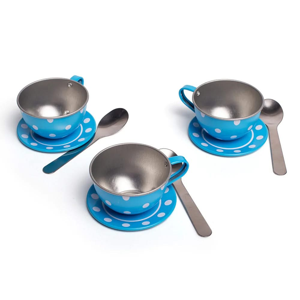 Blue Polka Dot Tin Tea Set, Blue Polka Dot Tin Tea Set, Bigjigs Blue Polka Dot Kids Tea Set, Role play tea set,tin tea play set, Blue Polka Dot Tin Tea Set,Blue Polka Dot Tin Tea Set: Perfect for Little Hosts and Hostesses! Elevate playtime with the charming Blue Polka Dot Tin Tea Set, a delightful 15-piece set that combines elegance with imaginative fun. Designed for little tea party enthusiasts, this set is perfect for hosting pretend gatherings with friends, family,Blue Polka Dot Tin Tea Set: Perfect for