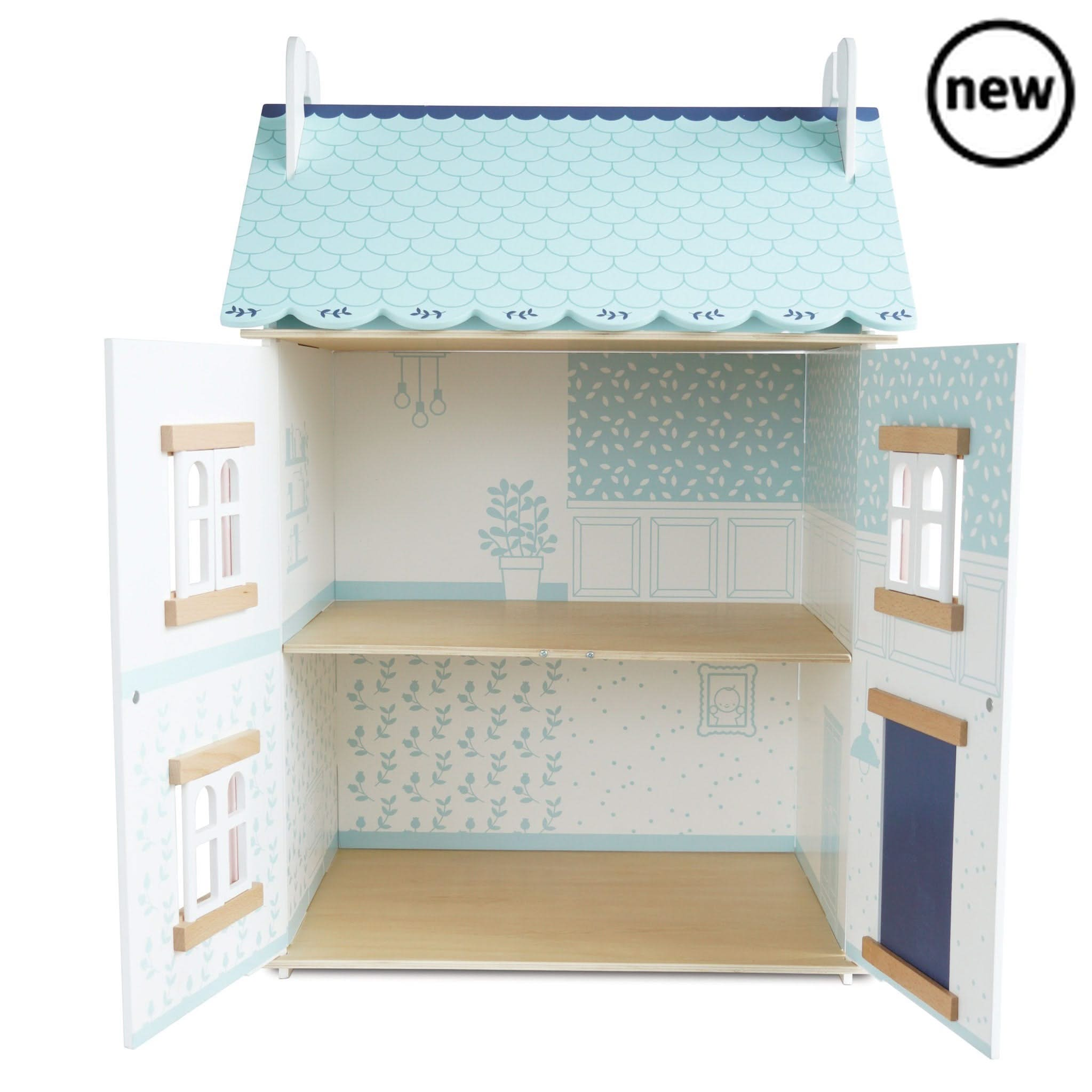 Bluebelle Wooden Dolls House, Bluebelle Wooden Dolls House,wooden dolls house,childrens dolls house, Bluebelle Wooden Dolls House – A Charming Pastel Dream Welcome to the Bluebelle Dolls House, a stunning three-storey wooden playhouse designed to inspire magical storytelling and endless role-play adventures. Painted in soft pastel hues of blue, pink, and white, this beautifully detailed dolls house is the perfect home for little ones’ imagination to flourish. A Delightful Home Full of Character With opening