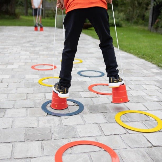 Bucket Balance Stilts, Plastic balance Bucket Stilts,balance toys and games, early years resources, educational resources, educational materials, childrens learning resources, childrens learing materials, teaching resources for children, teaching material for children, Bucket Balance Stilts,Launch your outdoor stomping fun to whole new heights with the Bucket Balance Stilts High quality braided polypropylene line is used for the handles to ensure durability and a good grip for little hands while strong plas