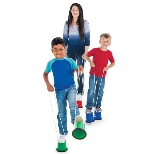 Bucket Balance Stilts, Plastic balance Bucket Stilts,balance toys and games, early years resources, educational resources, educational materials, childrens learning resources, childrens learing materials, teaching resources for children, teaching material for children, Bucket Balance Stilts,Launch your outdoor stomping fun to whole new heights with the Bucket Balance Stilts High quality braided polypropylene line is used for the handles to ensure durability and a good grip for little hands while strong plas