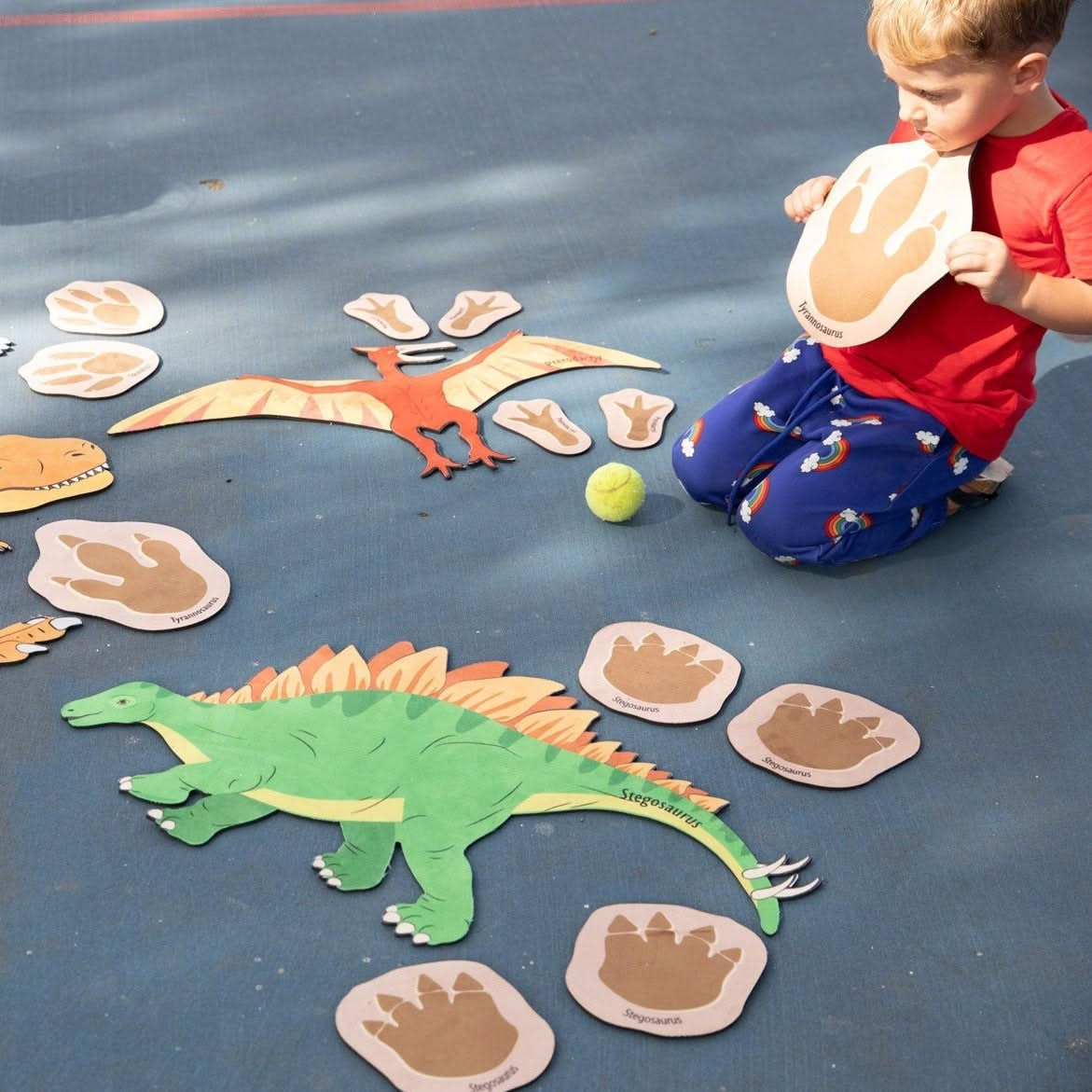 Chasing Dinosaurs, Chasing Dinosaurs,Balance steps,balance stones,Sensory Balance stones,Sensory balance steps., Chasing Dinosaurs,Introduce your little ones to the fascinating world of dinosaurs with our Dinosaur Footprint Trailset! This exciting playmat set features 20 non-slip, thick, natural rubber backed mats that come in various sizes, from 78cm for the largest piece to 13cm for the smallest piece. Each mat displays a colourful footprint of ,ChasingIntroduce your little ones to the fascinating world o