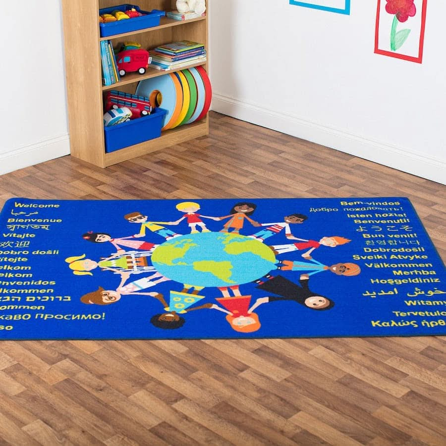 Children of the World Welcome Carpet, Children of the World Welcome Carpet,early years resources, Children of the World Welcome Carpet,educational resources, educational materials, childrens learning resources, children's learning materials, teaching resources for children, teaching material for children, Children of the World Welcome Carpet,This soft, rectangular Children of the World Welcome Carpet which depicts children from around the world holding hands and shows 'welcome' in multiple languages, will e