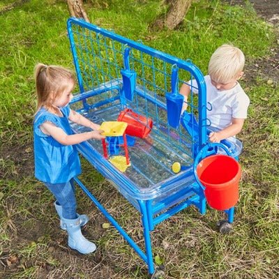 Children's Clear Water Tray with Activity Rack, Children's Clear Water Tray with Activity Rack,Children's Clear Water Tray with Activity Rack,Water tray,Edex water play tray, childrens water tray,sand pit, Children's Clear Water Tray with Activity Rack,The strong purpose-moulded tray sits in a blue tubular steel frame with lockable casters to allow easy movement. A sturdy lid with holes for lifting is provided to keep the contents clean and the drain plug allows easy emptying. The activity rack is designed 