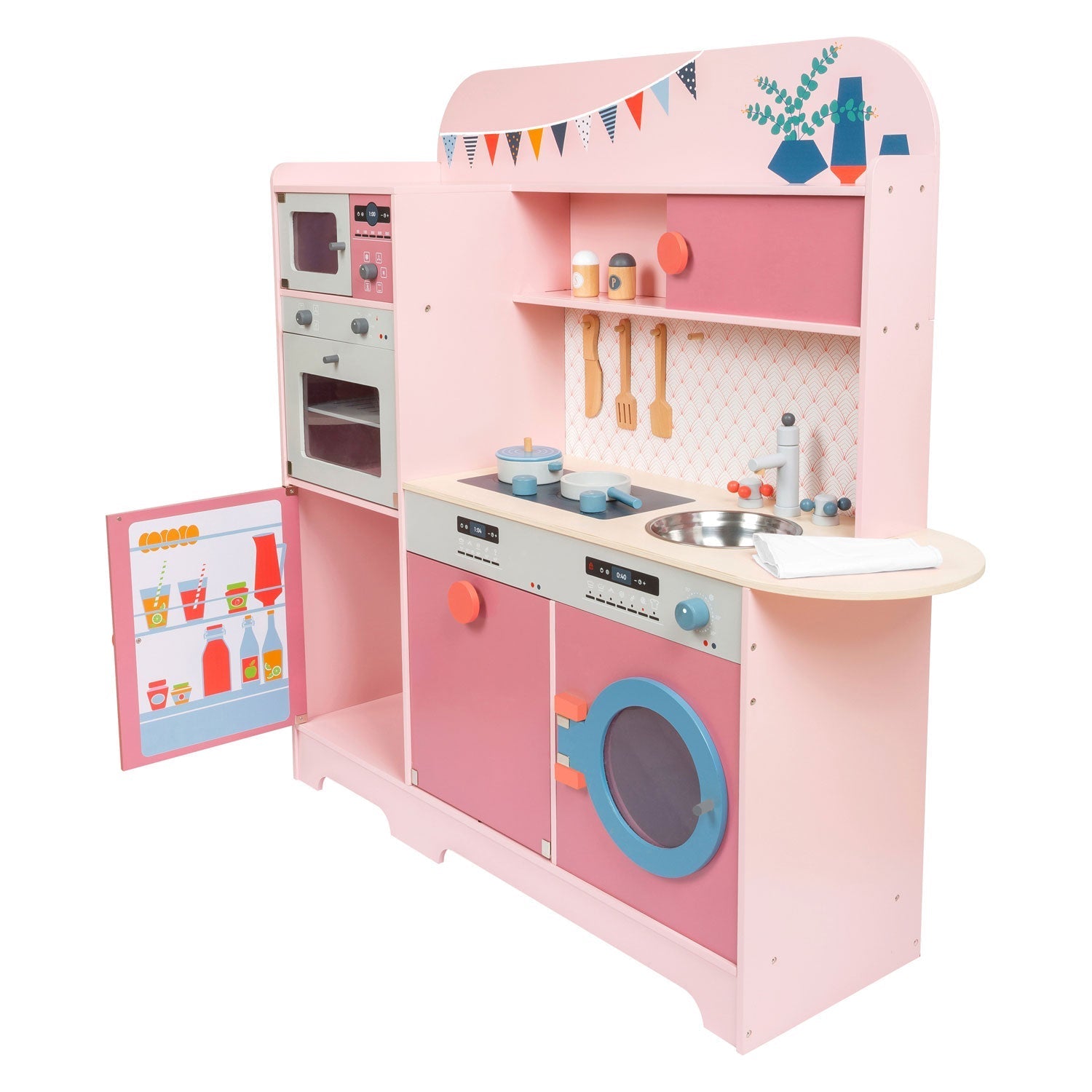 Children's Kitchen Pink Gourmet, Children's Kitchen Pink Gourmet,Play Kitchen,Big Jigs play kitchen,Kitchen Play Set,pretend play kitchen toys,pretend play wooden kitchen,toddler kitchen,childrens kitchen toy, Children's Kitchen Pink Gourmet,Children's Kitchen Pink Gourmet – A Dream Kitchen for Little Star Chefs Bring the joy of cooking to life with the Children's Kitchen Pink Gourmet, a beautifully crafted wooden play kitchen in a trendy pink retro design. Perfect for imaginative play, this kitchen hasChil